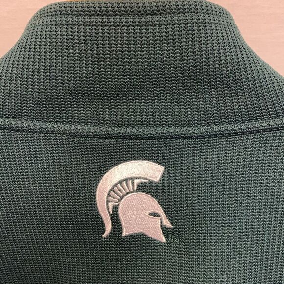Campus Heritage Green Michigan State Spartans 1/4 Zip Textured Sweatshirt Sz XL - Picture 9 of 14